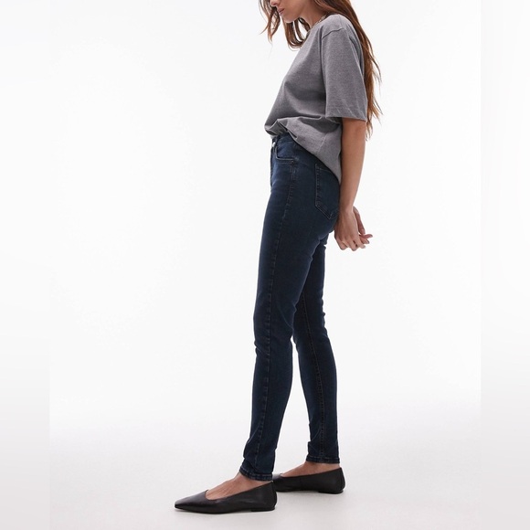 Topshop Jamie Skinny Jeans High Rise Ankle Length Blue Black Size 26 - Picture 2 of 16